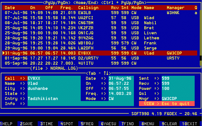 logbook screen